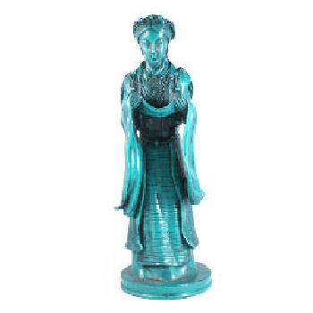 Tibetan woman greeting with Khata Turquoise RF-148B